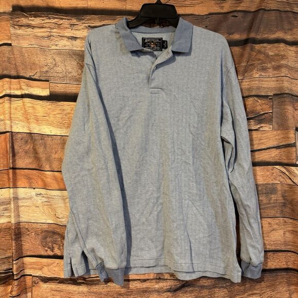 Men's American Living XL Light Blue Long Sleeve Polo Shirt  Herringbone Pattern - Picture 1 of 8
